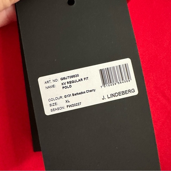 J. Lindeberg NEW Men's XL Regular Fit KV Golf Tech Jersey Polo Barbados Cherry - Picture 2 of 8